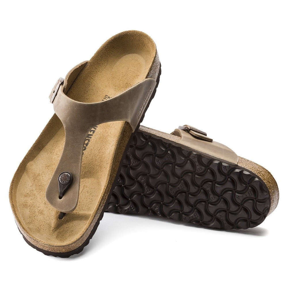 Birkenstock Gizeh Oiled Leather Tobacco Brown Thong Sandal Womens 8 EU 39